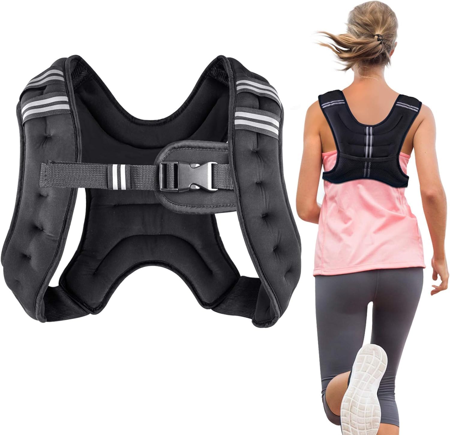 Henkelion weighted vest with adjustable buckle strap and reflective stripes