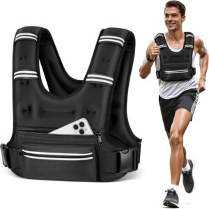 Weighted Vests for Women Men, 8 12 16 20 lb Weighted Vest with Storage Pockets, Rucking Vest with Reflective Stripe, Adjustable Straps Weight Vest for Running, Walking, Workout, Training