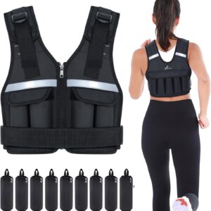 Sportneer Adjustable Weighted Vest Weights: 2-18 lbs/2-42 lbs Washable Weight Vest for Walking 16 In 1 Fast Adjust Rucking Vest for Women and Men Home Gym Running Jogging Strength Training Vests
