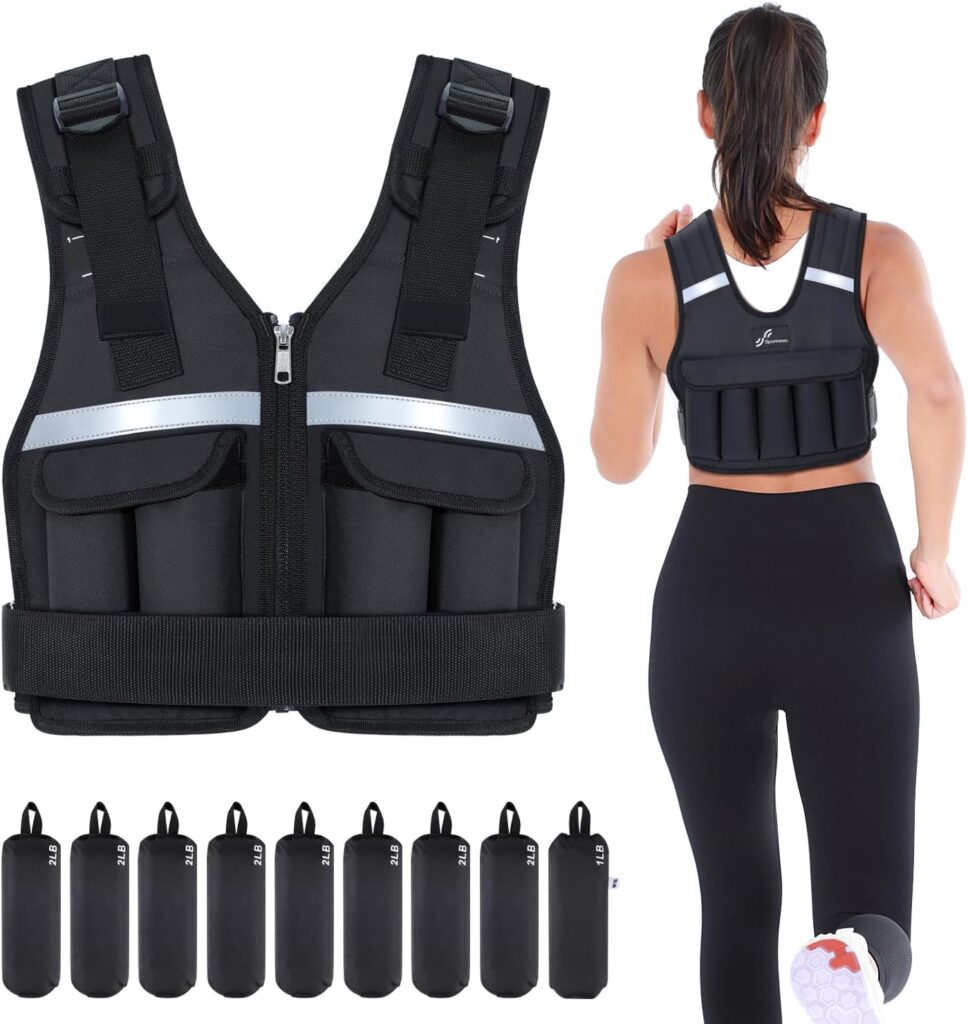 Sportneer adjustable weight weighted vest — 2-18 lbs, removable weights